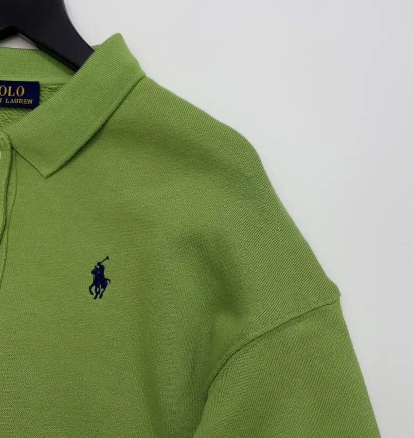 Polo Ralph Lauren Green Collared Pullover Sweatshirt in Green, product view 03