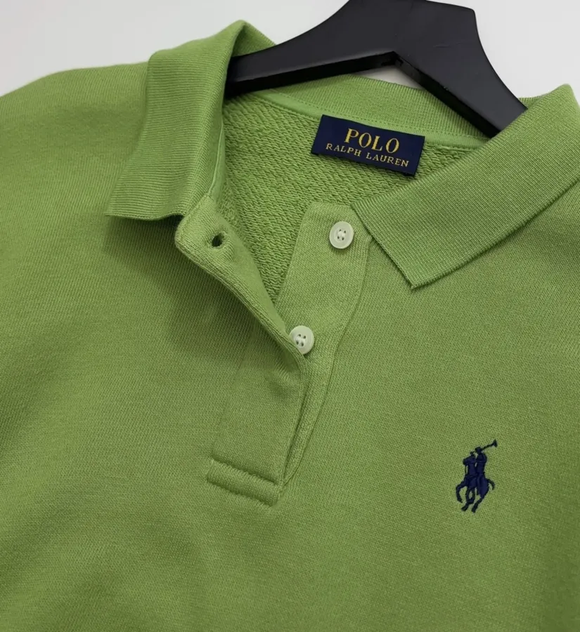 Polo Ralph Lauren Green Collared Pullover Sweatshirt in Green, product view 04