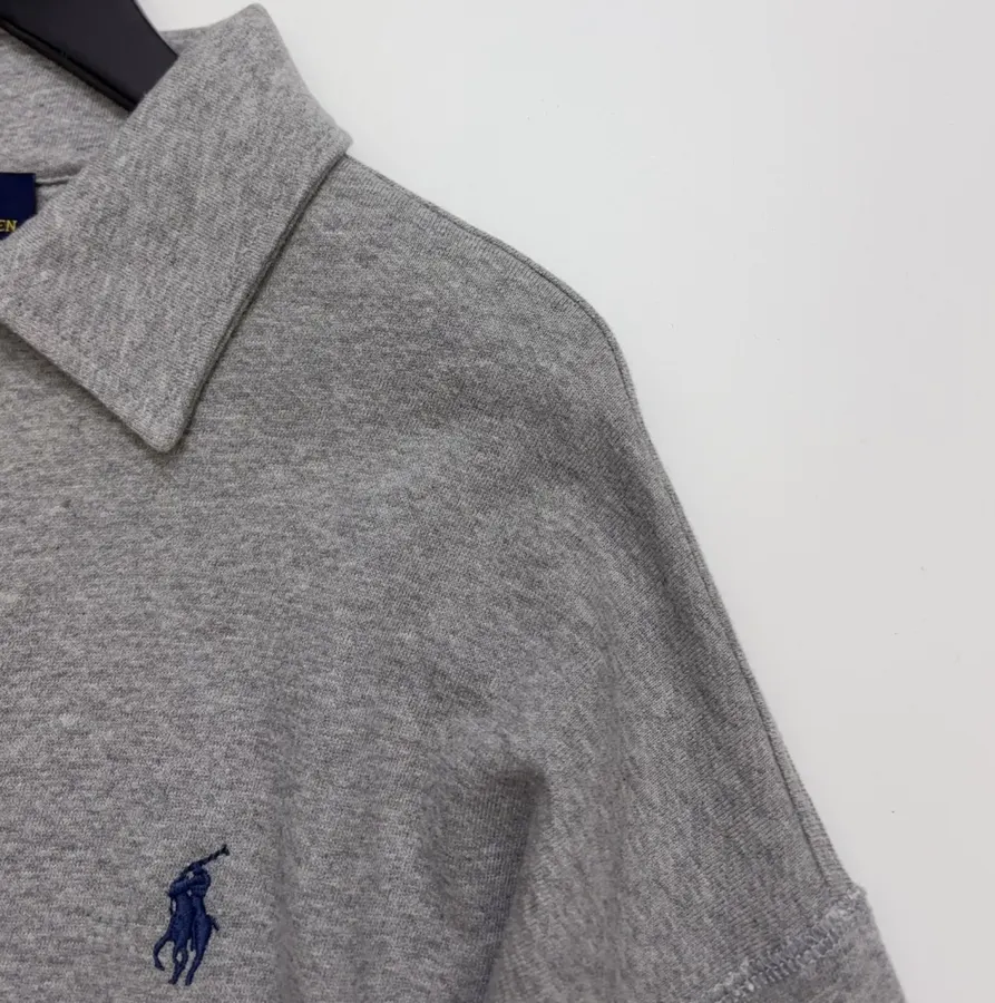 Polo Ralph Lauren Heather Grey Collared Half-Zip Sweatshirt in Heather Grey, product view 03