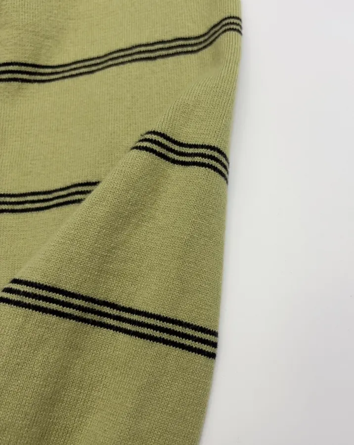 Dries Van Noten Retro olive green striped long-sleeve knit sweater with wide collar in As Shown, product view 07