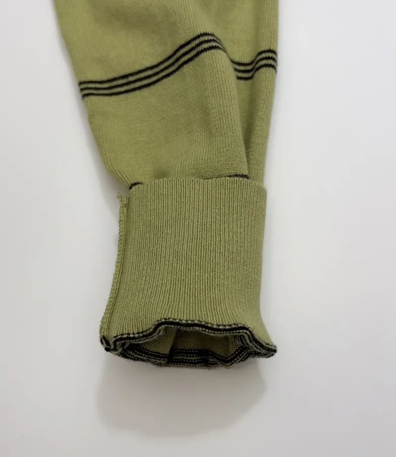 Dries Van Noten Retro olive green striped long-sleeve knit sweater with wide collar in As Shown, product view 08