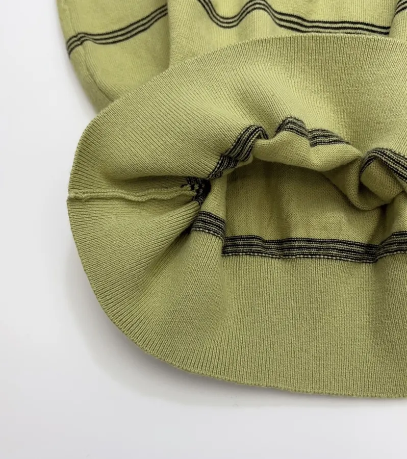 Dries Van Noten Retro olive green striped long-sleeve knit sweater with wide collar in As Shown, product view 12