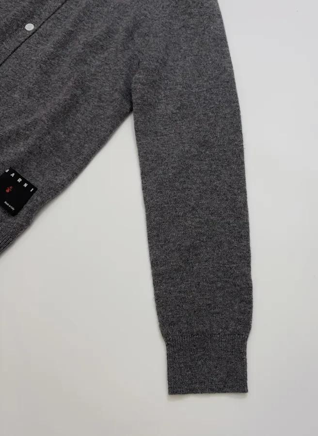 Marni Two-tone ribbed crewneck cardigan with contrast label in As Shown, product view 04