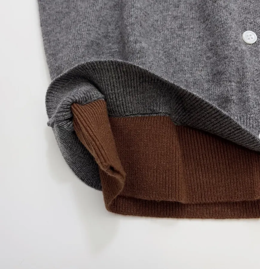 Marni Two-tone ribbed crewneck cardigan with contrast label in As Shown, product view 09