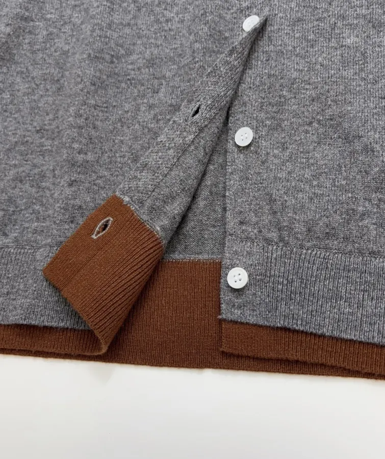 Marni Two-tone ribbed crewneck cardigan with contrast label in As Shown, product view 11