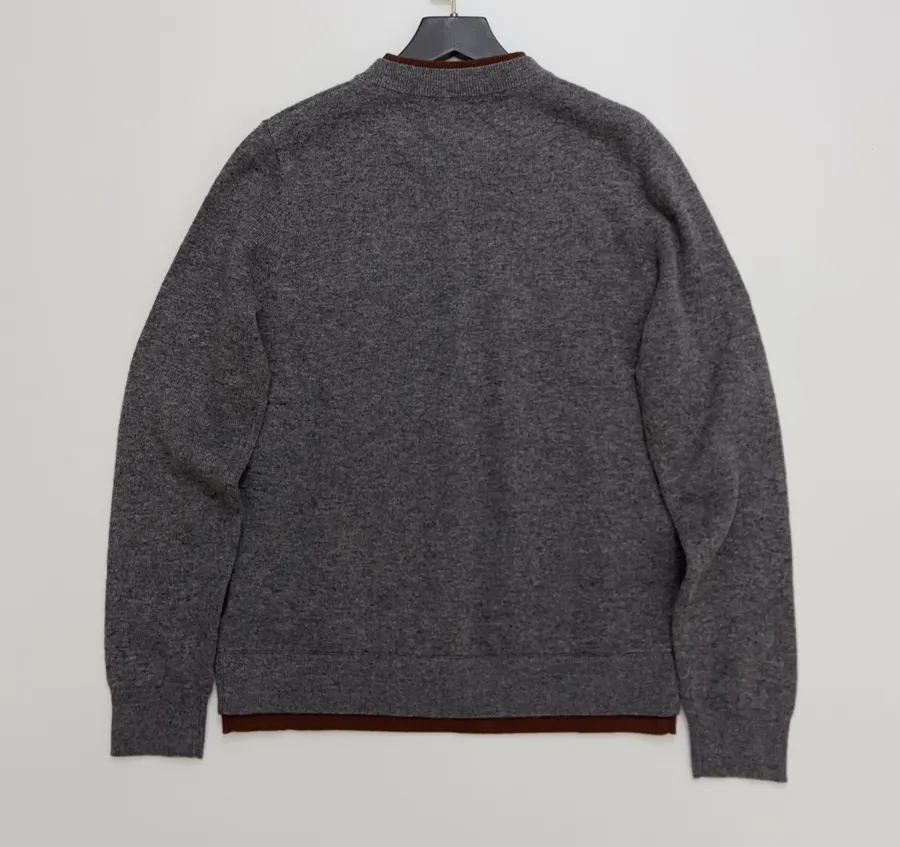 Marni Two-tone ribbed crewneck cardigan with contrast label in As Shown, product view 13