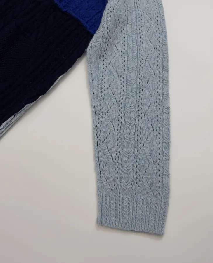 Japanese-style Shetland wool patchwork cardigan in As Shown, product view 04