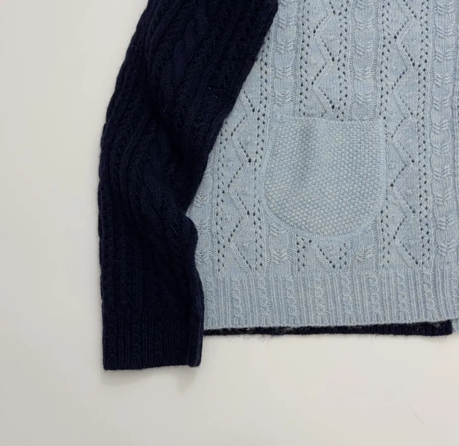 Japanese-style Shetland wool patchwork cardigan in As Shown, product view 07