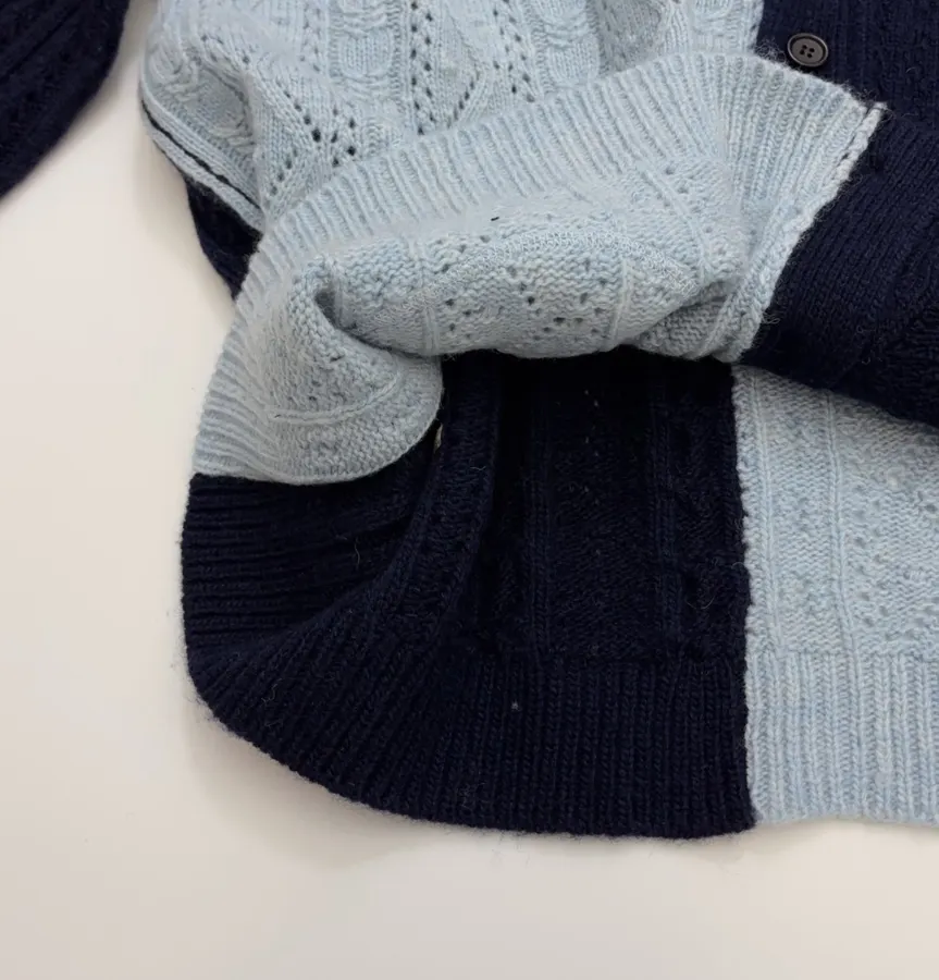 Japanese-style Shetland wool patchwork cardigan in As Shown, product view 09