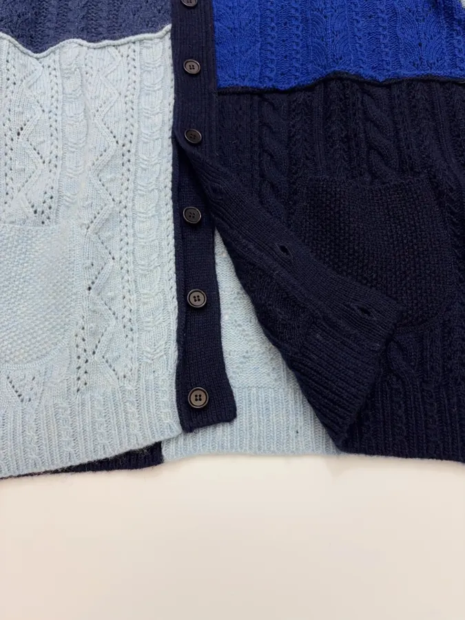 Japanese-style Shetland wool patchwork cardigan in As Shown, product view 11