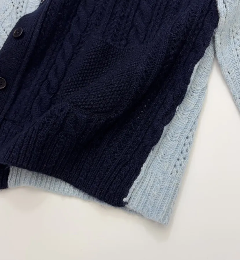 Japanese-style Shetland wool patchwork cardigan in As Shown, product view 12