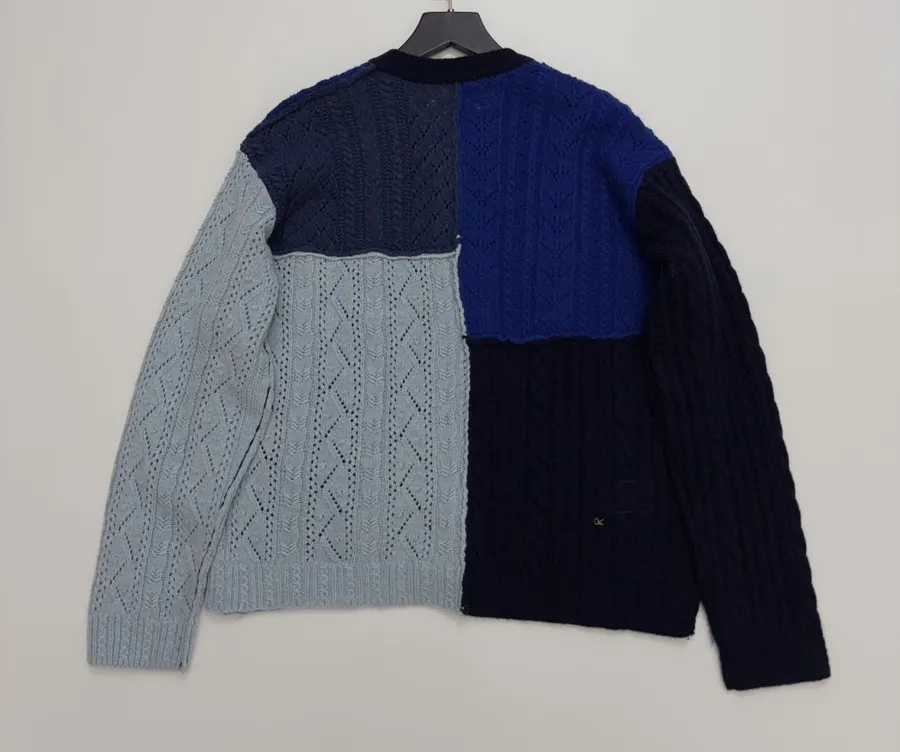 Japanese-style Shetland wool patchwork cardigan in As Shown, product view 13