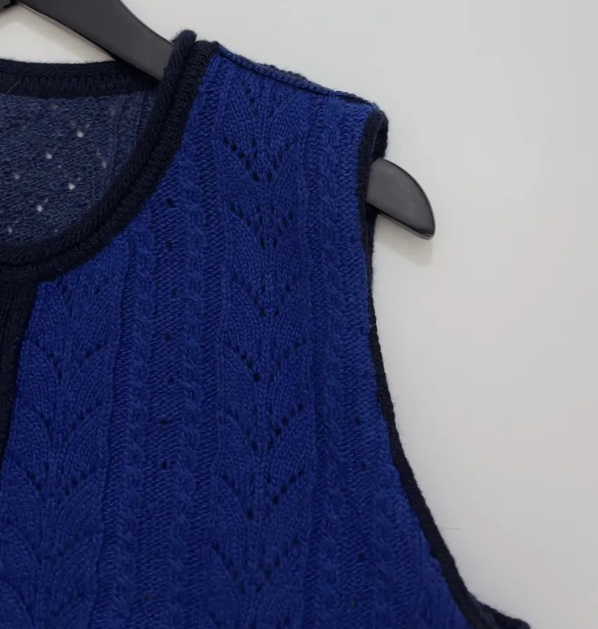 Japanese-style Shetland wool patchwork vest in As Shown, product view 03