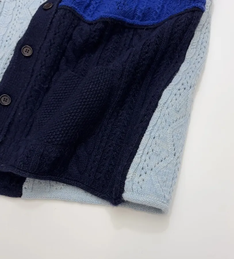Japanese-style Shetland wool patchwork vest in As Shown, product view 05