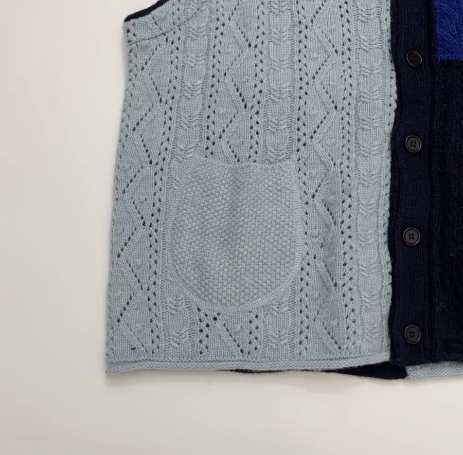 Japanese-style Shetland wool patchwork vest in As Shown, product view 07
