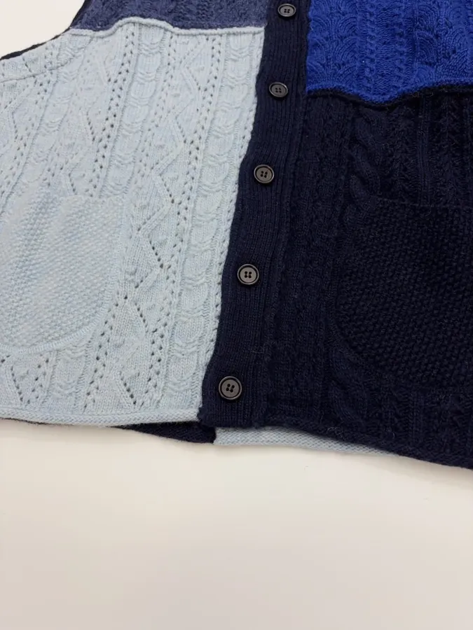 Japanese-style Shetland wool patchwork vest in As Shown, product view 10