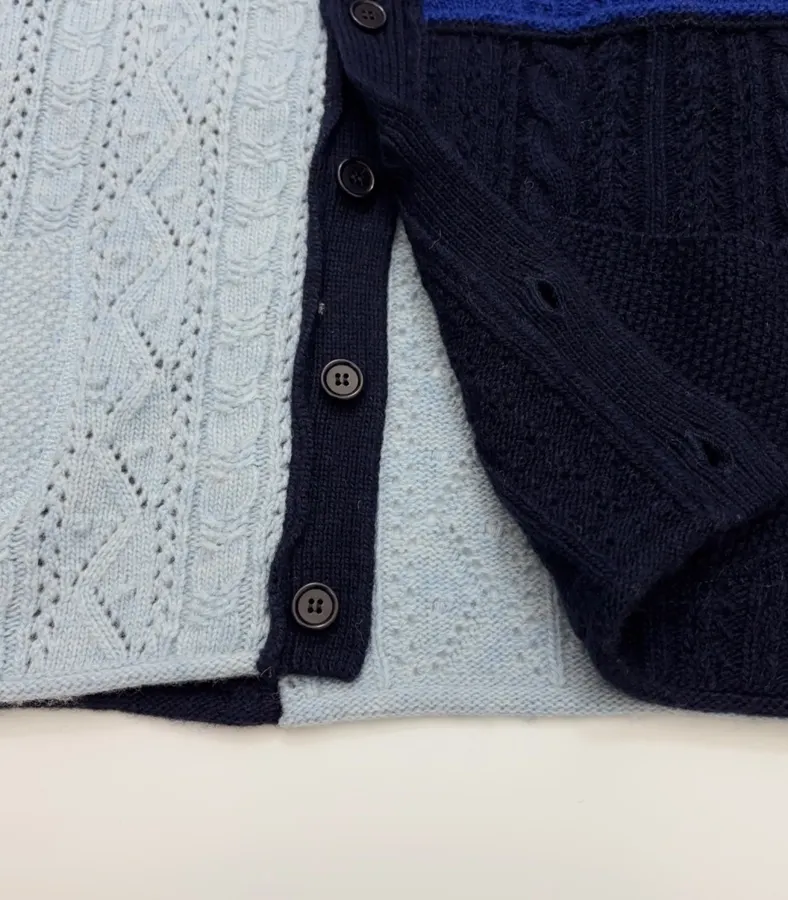 Japanese-style Shetland wool patchwork vest in As Shown, product view 12