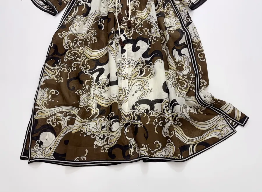 ALEMAIS 棕色马术印花系带衬衫裙，棕色，商品图 8
