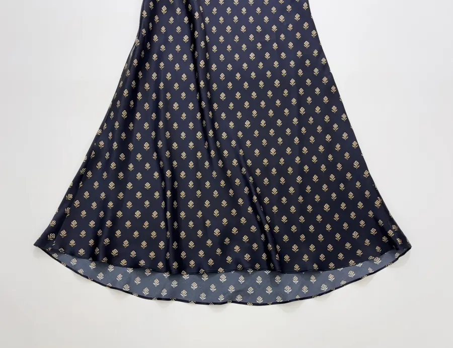 Réalisation Par Navy silk bias-cut halter-back long dress The Mila in Blue, product view 08