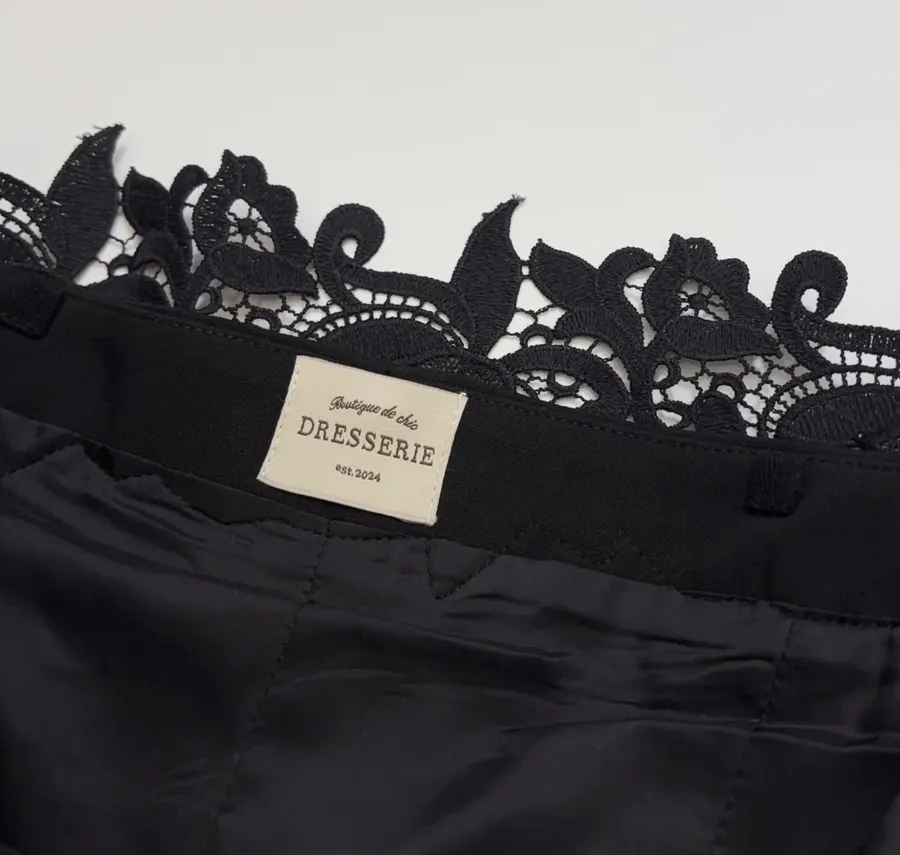 Black Off-Shoulder Lace-Embroidered Fitted Top in Black, product view 07