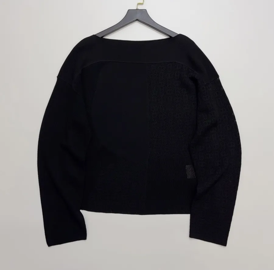 Hermès Jacquard, Breathable Openwork Off-Shoulder Knit Top in As Shown, product view