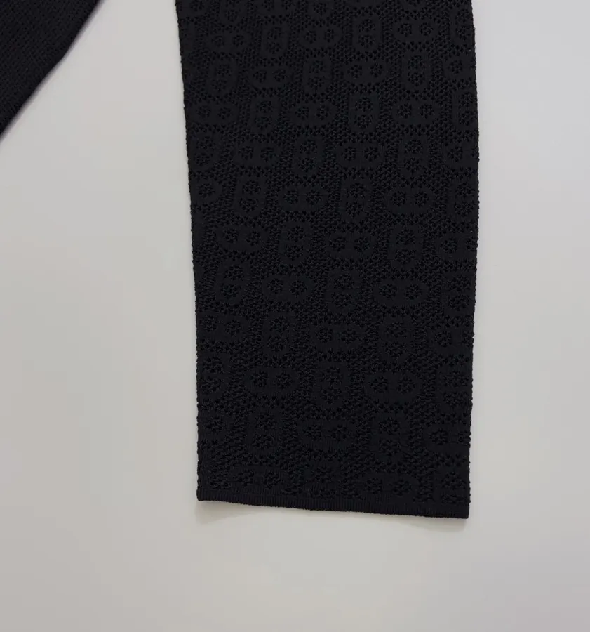 Hermès 提花 透气镂空微透一字领针织衫，As Shown，商品图 5