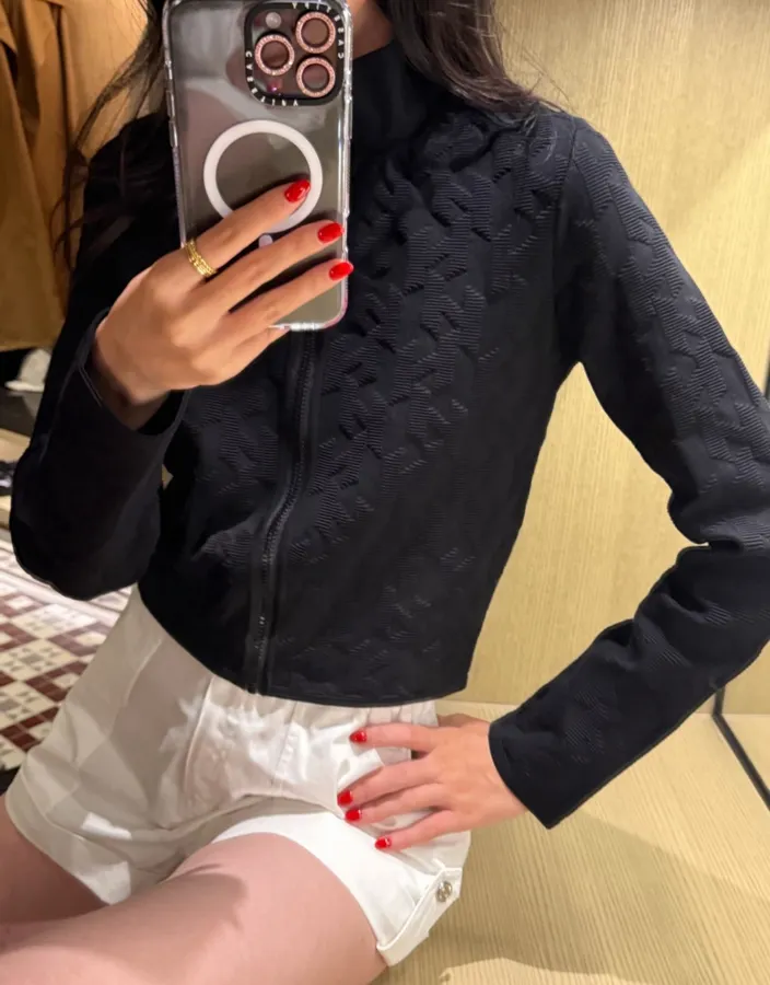 Hermès Embroidered equestrian-style short zip-up knit jacket in As Shown, product view 01