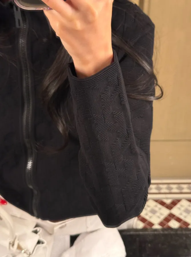 Hermès Embroidered equestrian-style short zip-up knit jacket in As Shown, product view 02