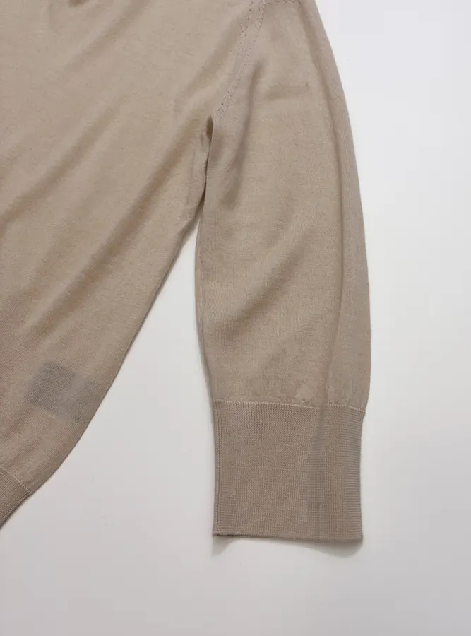 18-gauge cashmere polo top with 3/4 sleeves and collar in As Shown, product view 08