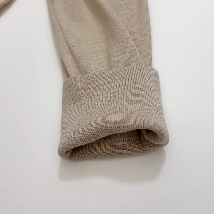 18-gauge cashmere polo top with 3/4 sleeves and collar in As Shown, product view 09