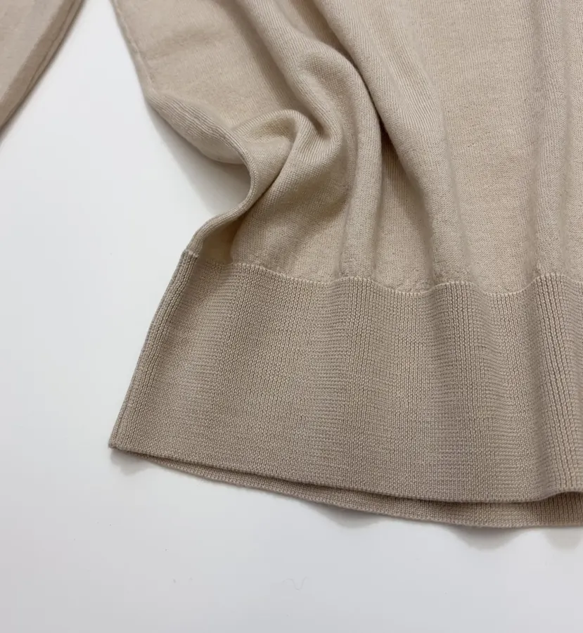 18-gauge cashmere polo top with 3/4 sleeves and collar in As Shown, product view 11