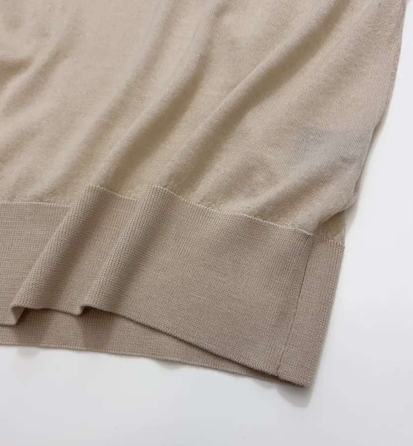 18-gauge cashmere polo top with 3/4 sleeves and collar in As Shown, product view 15