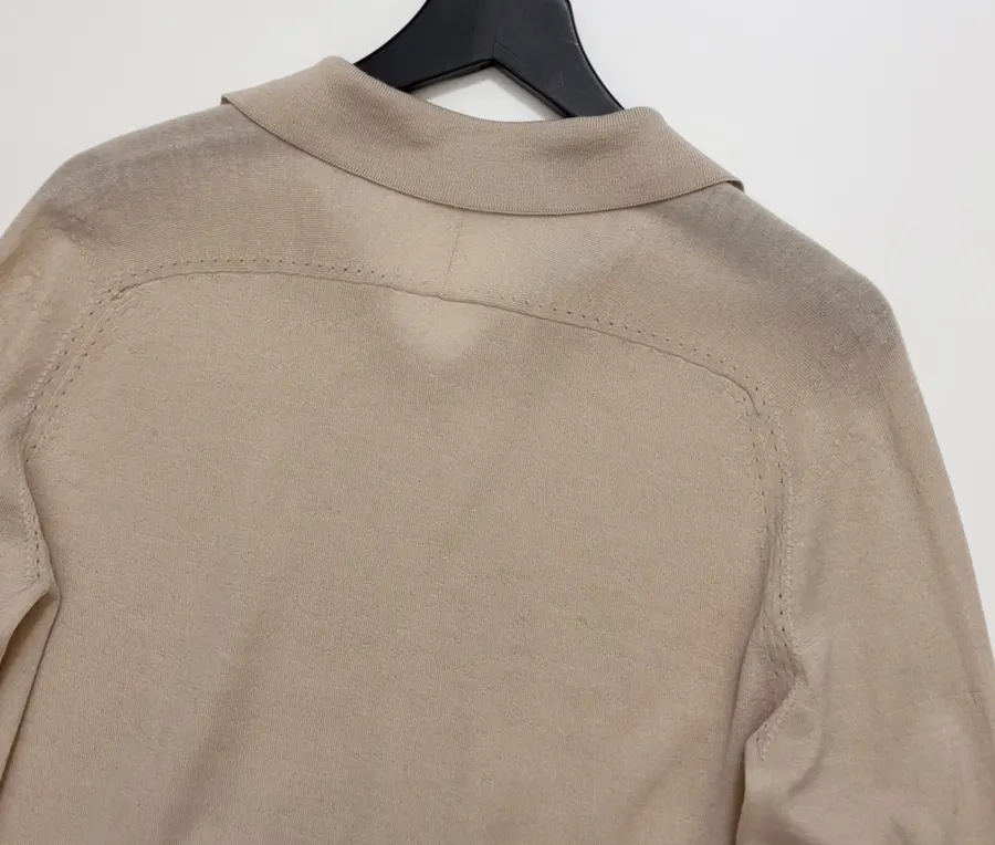 18-gauge cashmere polo top with 3/4 sleeves and collar in As Shown, product view 17