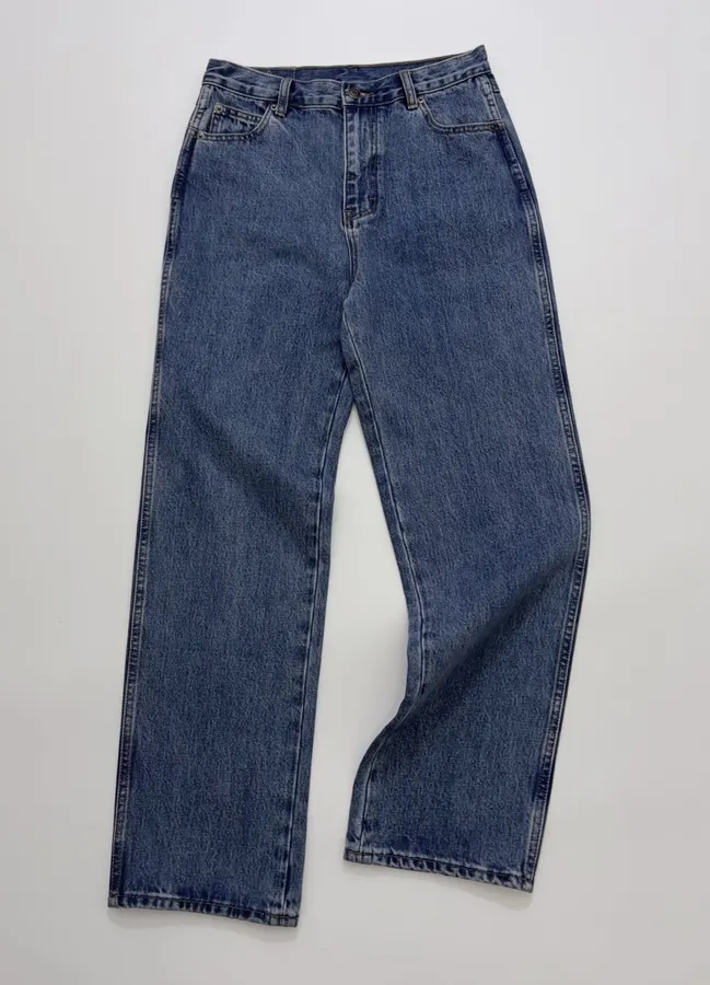 Loro Piana 蓝色高腰直筒牛仔裤，牛仔蓝，产品主图