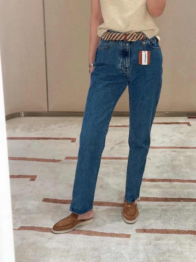 Loro Piana 蓝色高腰直筒牛仔裤，牛仔蓝，商品图 19