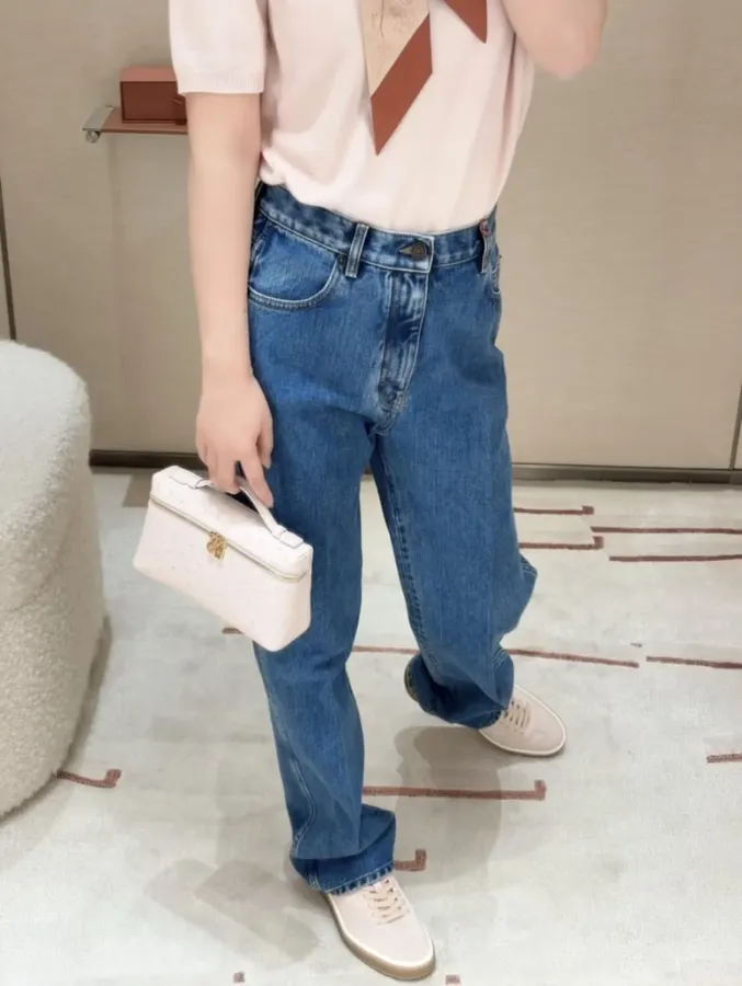 Loro Piana 蓝色高腰直筒牛仔裤，牛仔蓝，商品图 20