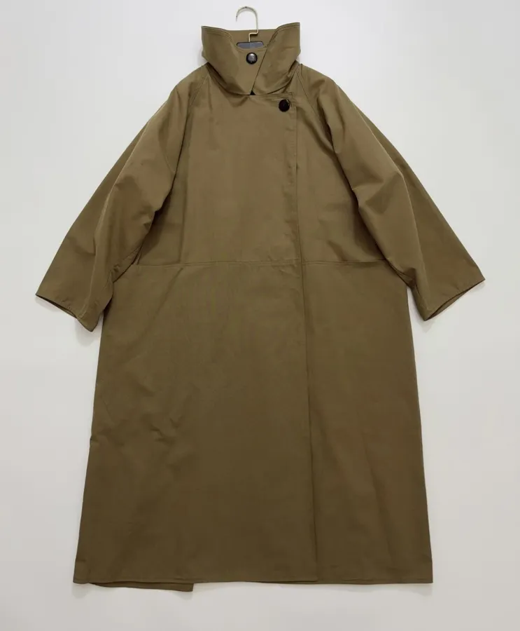 The Row Cotton Aurore trench coat with structured silhouette, diagonal front closure, and three-quarter sleeves in As Shown, product view 02