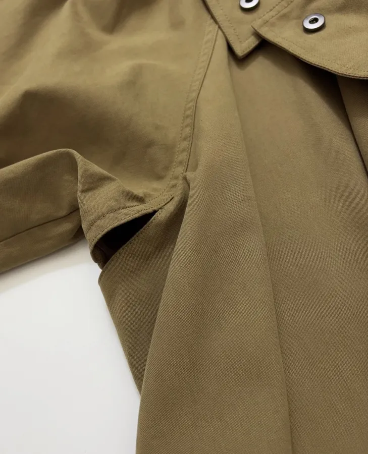 The Row Cotton Aurore trench coat with structured silhouette, diagonal front closure, and three-quarter sleeves in As Shown, product view 13