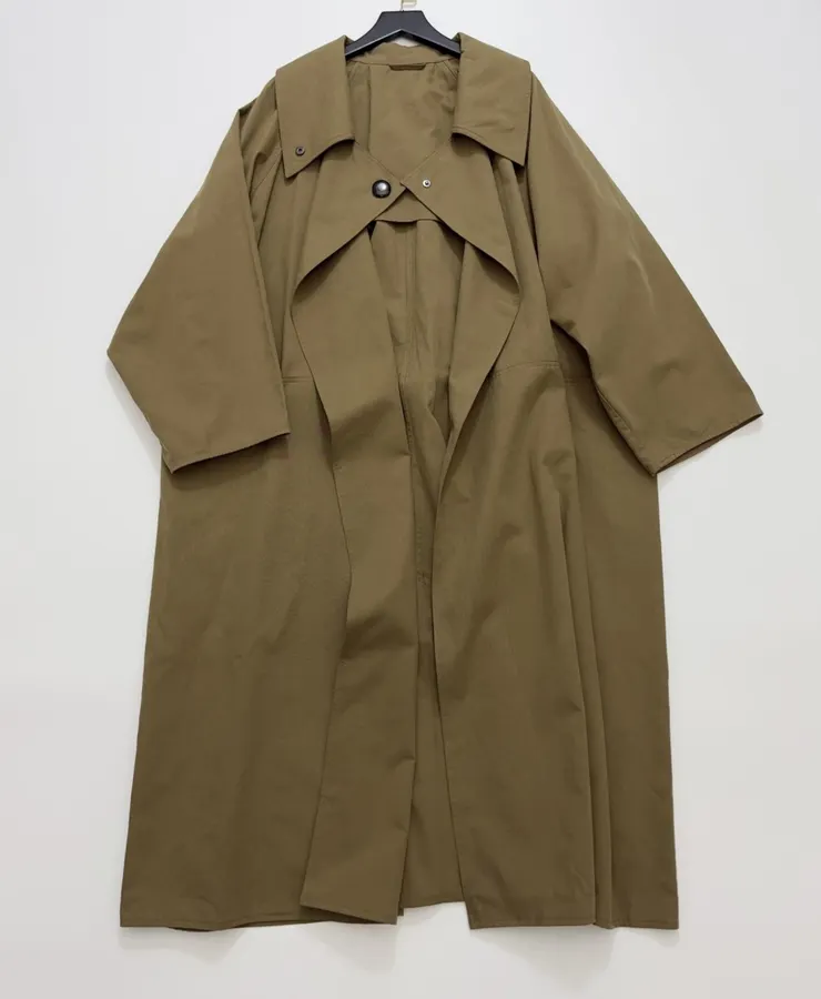 The Row Cotton Aurore trench coat with structured silhouette, diagonal front closure, and three-quarter sleeves in As Shown, product view 19