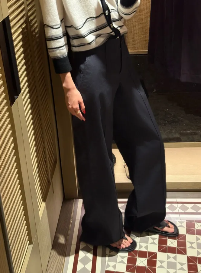 Hermès Black High-Waist Wide-Leg Trousers in Black, product view
