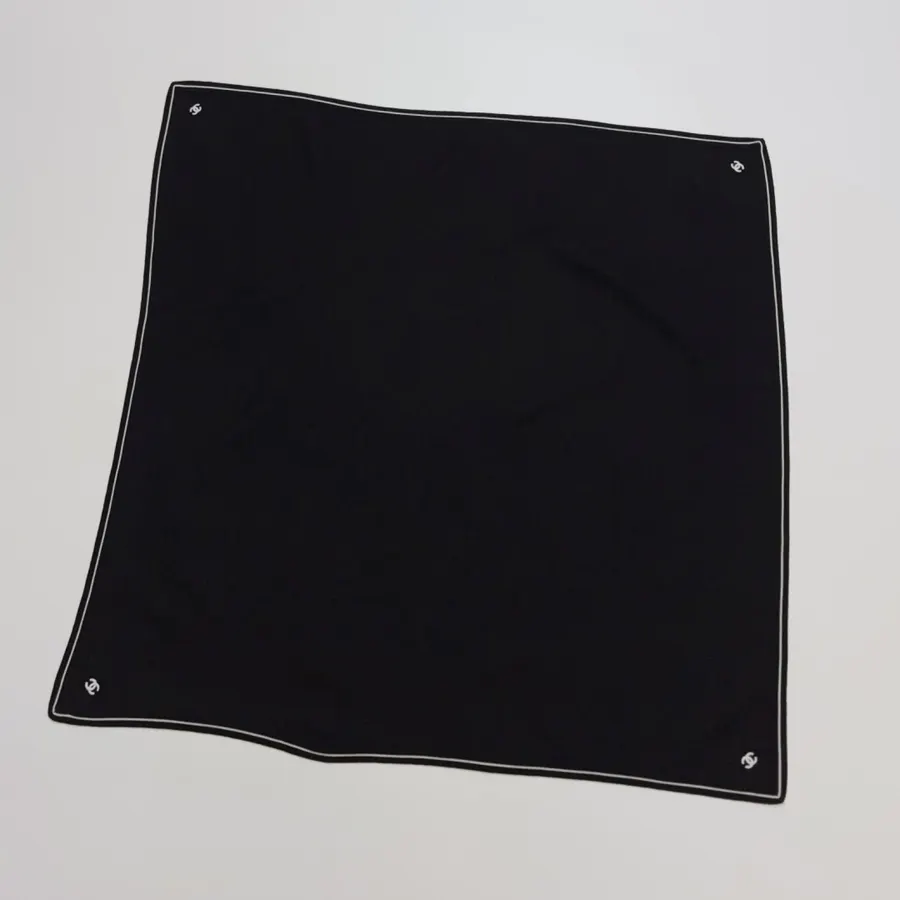 CHANEL Black square scarf in Black, product view 12