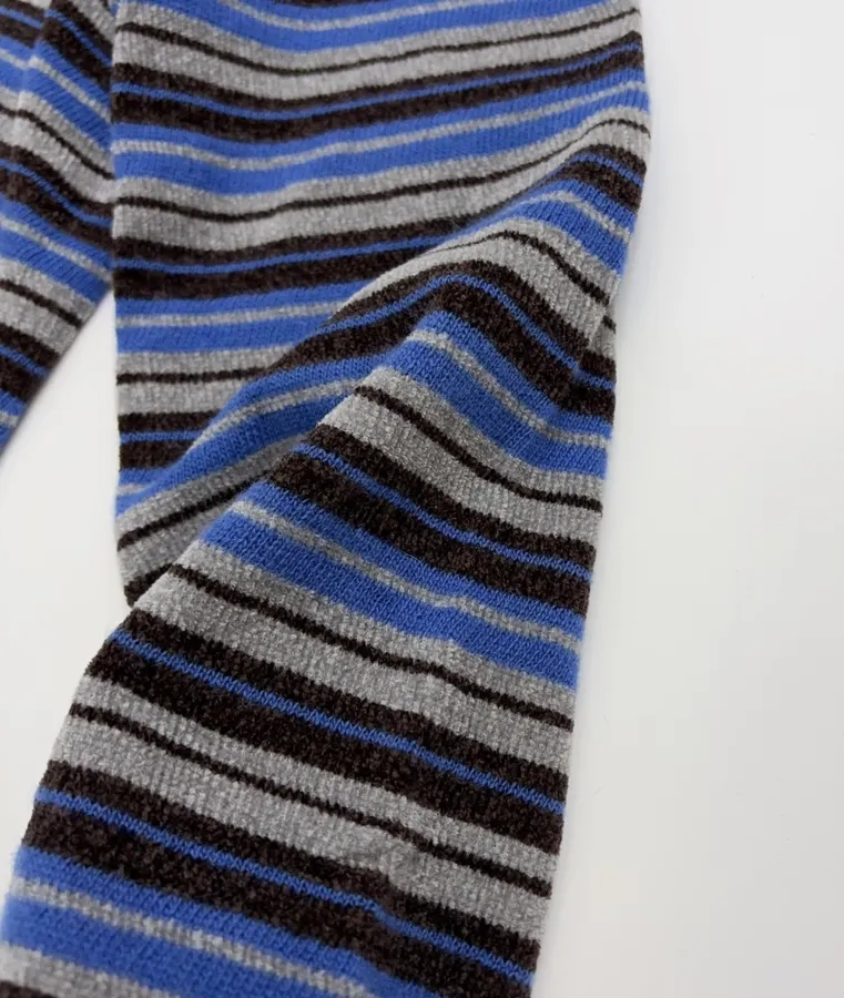 Blue and Green Striped Contrast-Pocket Cardigan in Blue and Green, product view 06