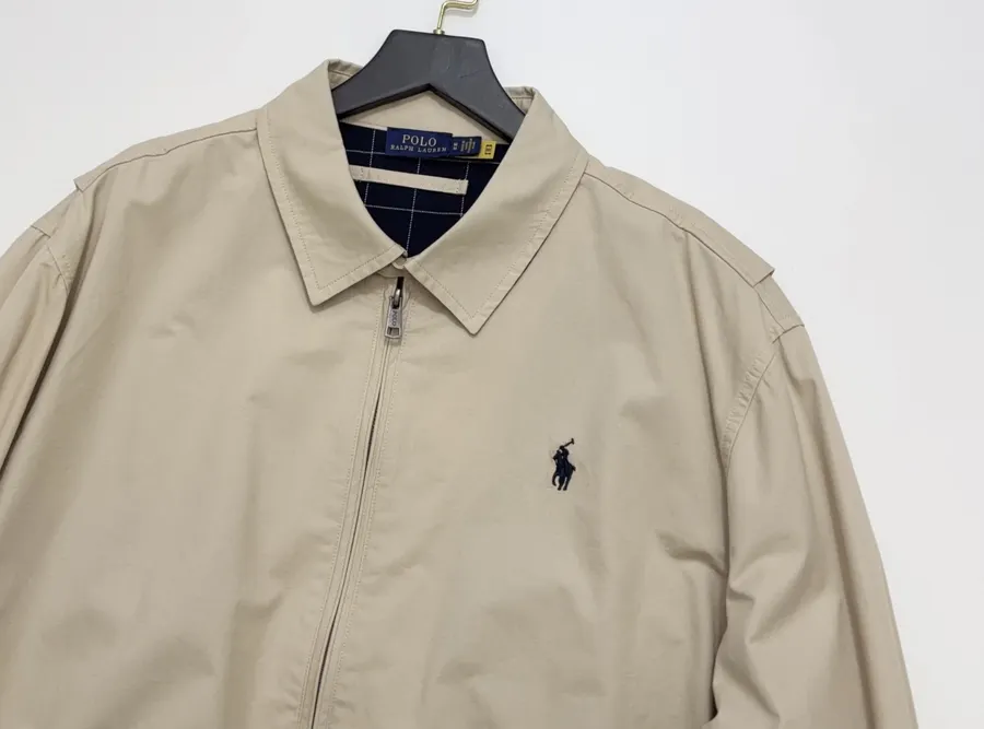 Polo Ralph Lauren 米色棉质翻领拉链哈灵顿夹克，米色，商品图 2