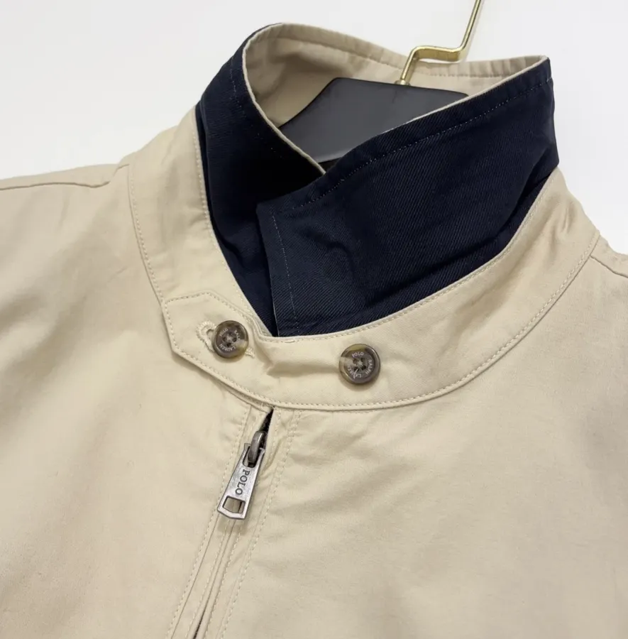 Polo Ralph Lauren 米色棉质翻领拉链哈灵顿夹克，米色，商品图 4