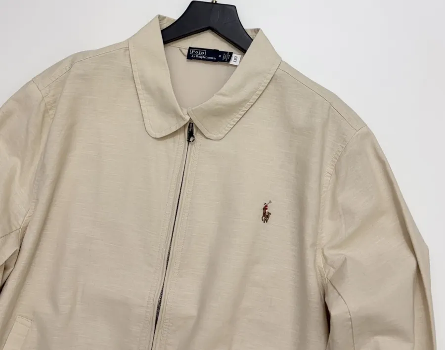 Polo Ralph Lauren 米白色翻领拉链哈灵顿夹克，象牙白，商品图 2