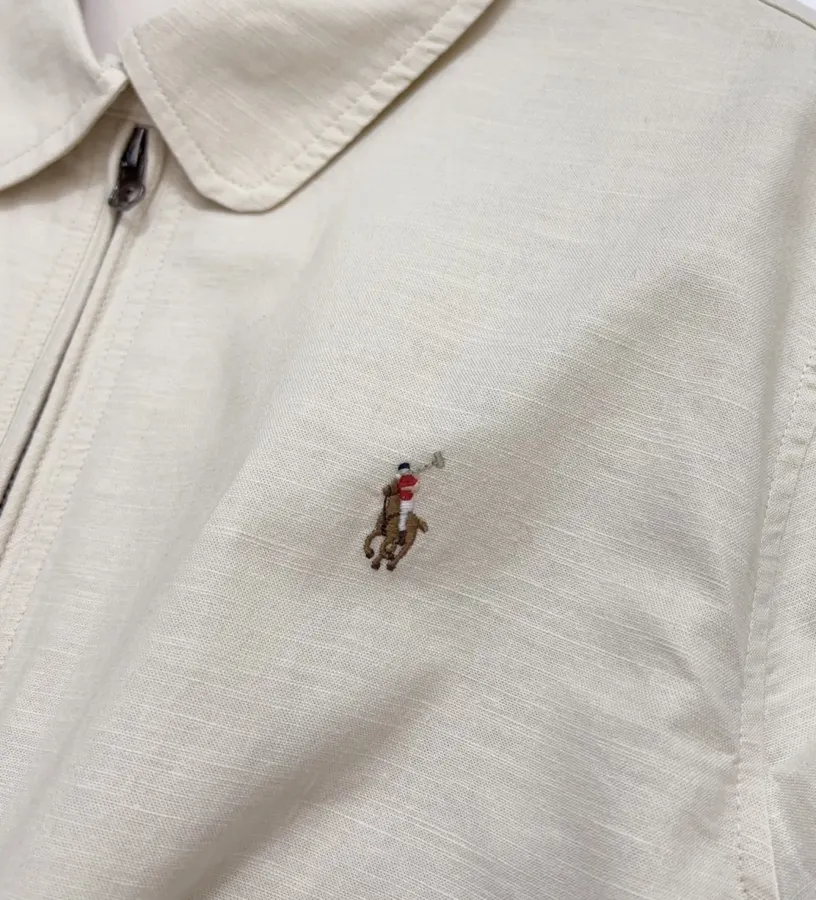 Polo Ralph Lauren 米白色翻领拉链哈灵顿夹克，象牙白，商品图 5