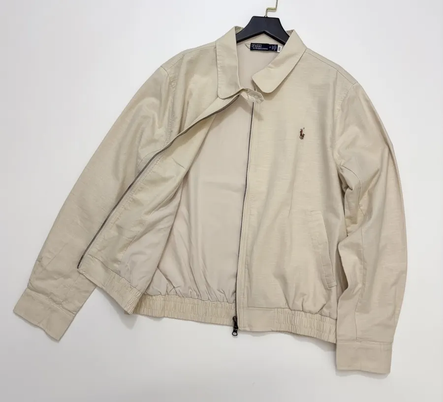 Polo Ralph Lauren 米白色翻领拉链哈灵顿夹克，象牙白，商品图 13