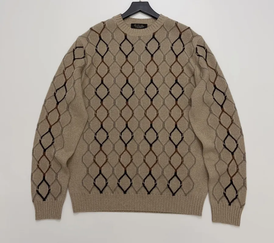 Loro Piana Jacquard knit wool crewneck top in As Shown, product view 01