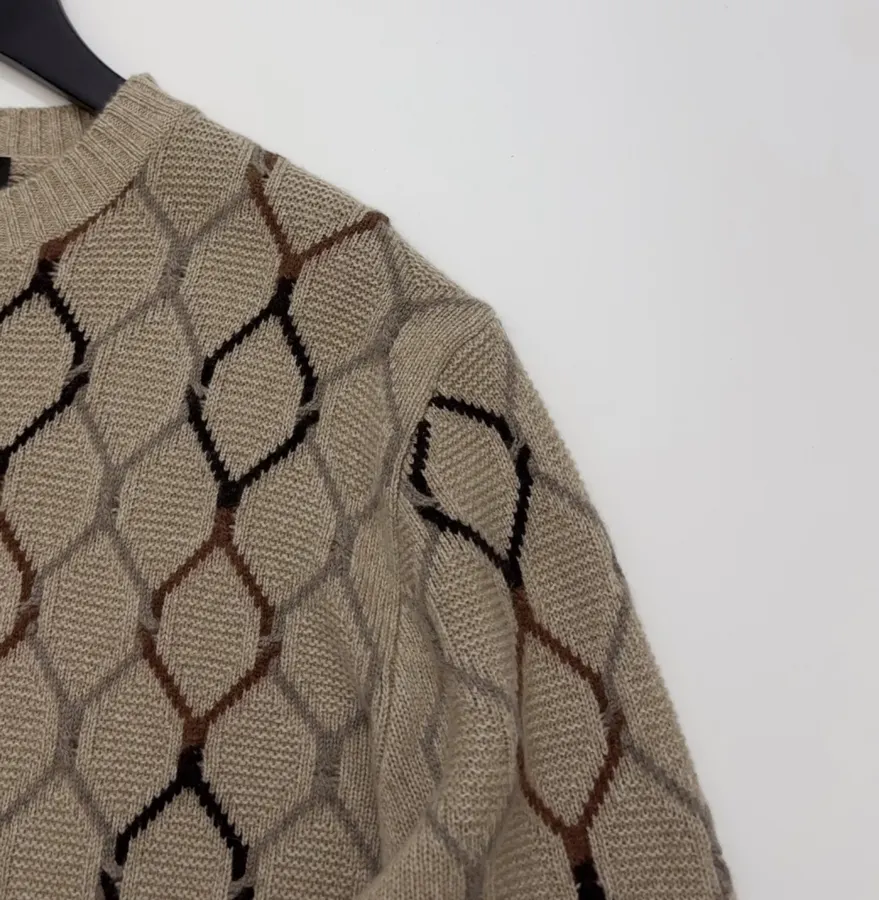 Loro Piana Jacquard knit wool crewneck top in As Shown, product view 03