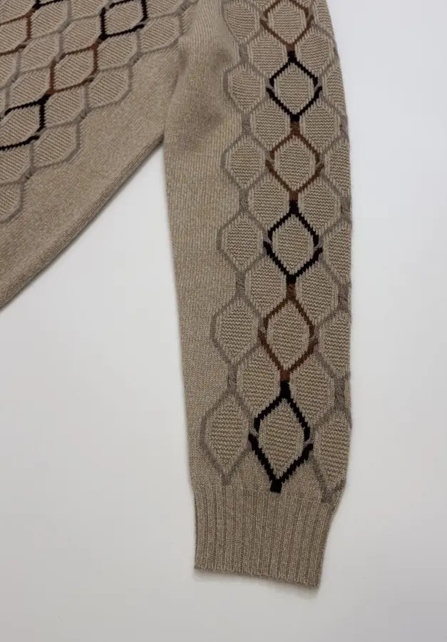 Loro Piana Jacquard knit wool crewneck top in As Shown, product view 04